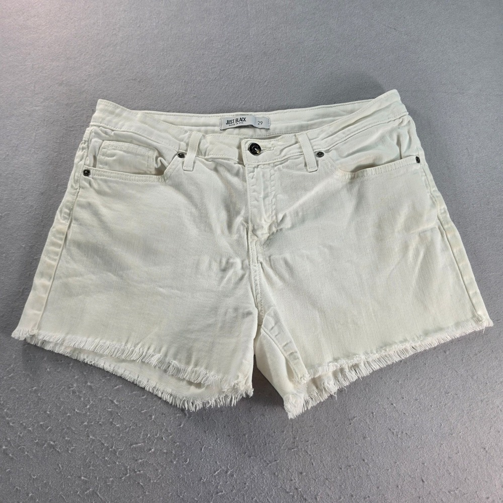 Just Black Denim White Cut Off Frayed Hem Jean Shorts Womens Size 29 Made in USA